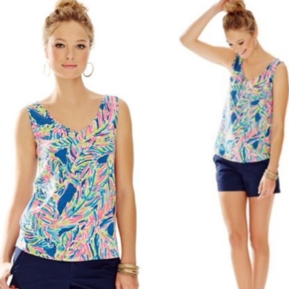 Lilly Pulitzer Gigi Vneck - Palm Reader L